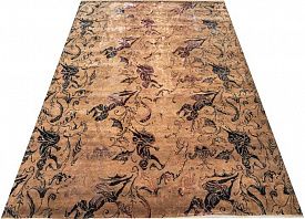 Однотонный ковер ручной работы из шелка и шерсти Silk-Wool Zardozi A Brown