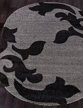 Ковер Шегги черный PLATINUM T620 GRAY-BLACK Овал